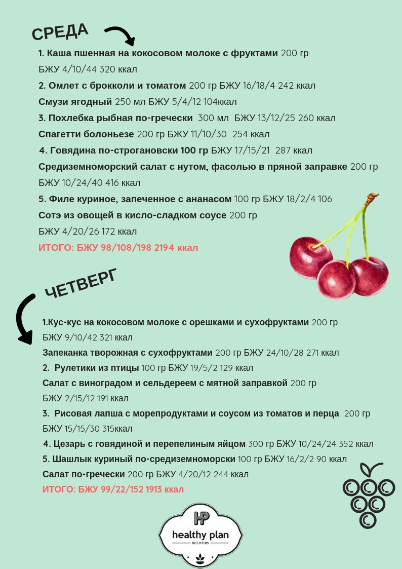 Фитнес — 2000 ккал — HealthyPlan